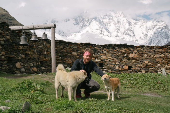 man and his dogs