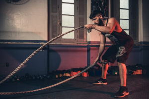 a man training with ropes