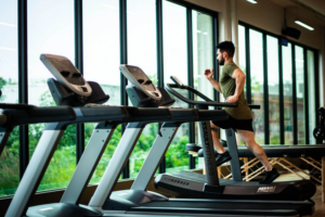 a man running on treadmill